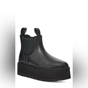 FINAL PRICE NEW~UGG  Platform Chelsea Leather Boot Black 10 Retro Chunky Shoes